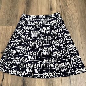 Tory Burch Designer Womens Size 2 Blue Printed Pleated Skirt Abstract Figurine